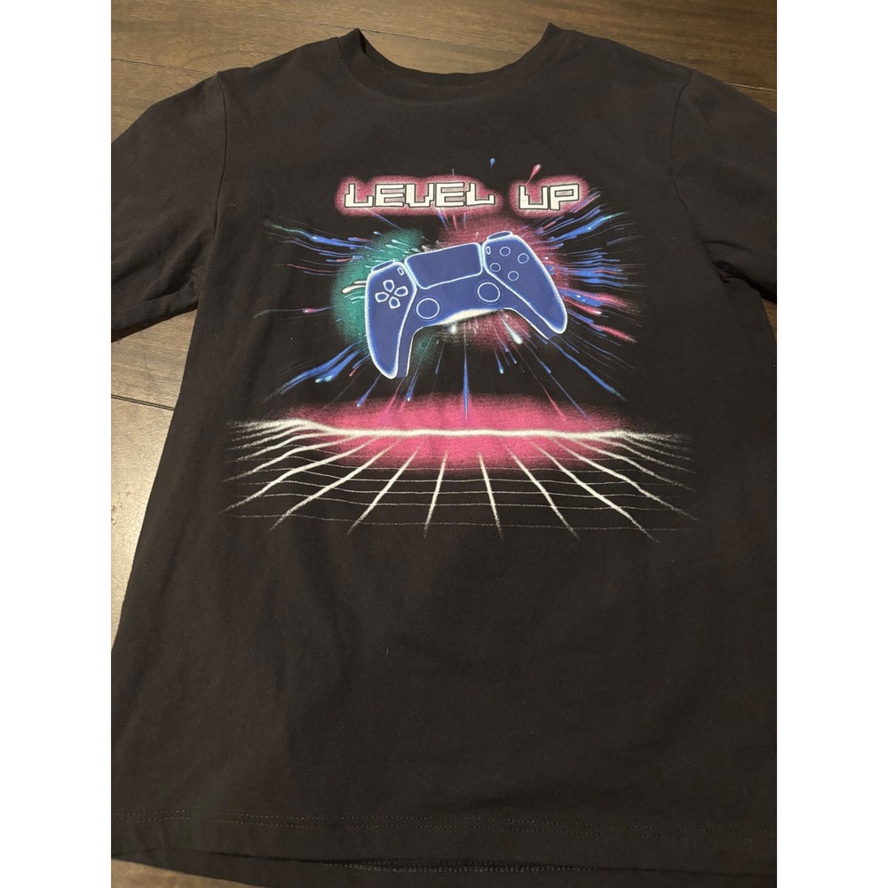 Wonder Nation Boys Level Up Video Game Controller Graphic Tee Black Size M 8